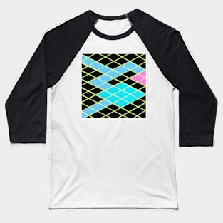 Inverted Blue Pink Black Geometric Abstract Acrylic Painting Baseball T-Shirt